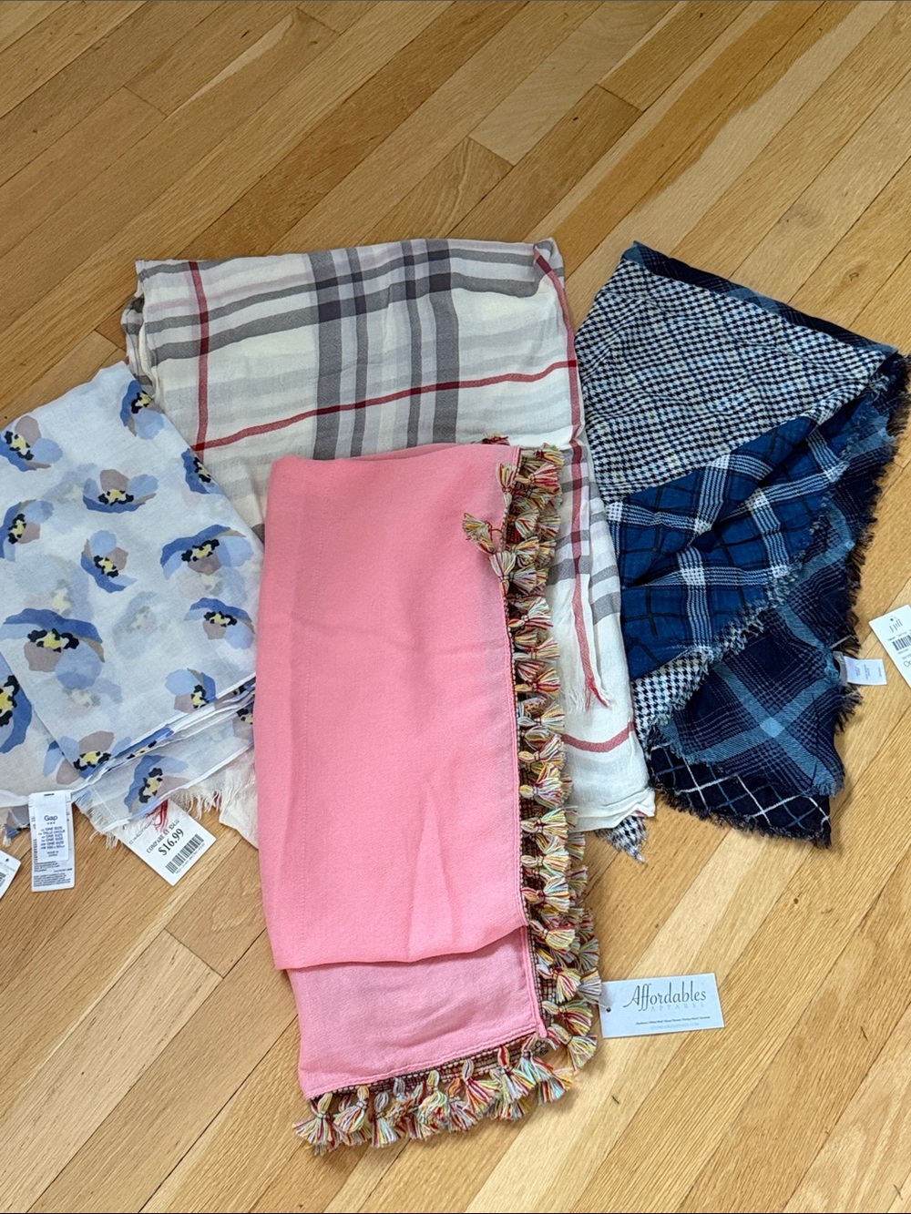 4 NWT GAUZE LARGE SCARVES..